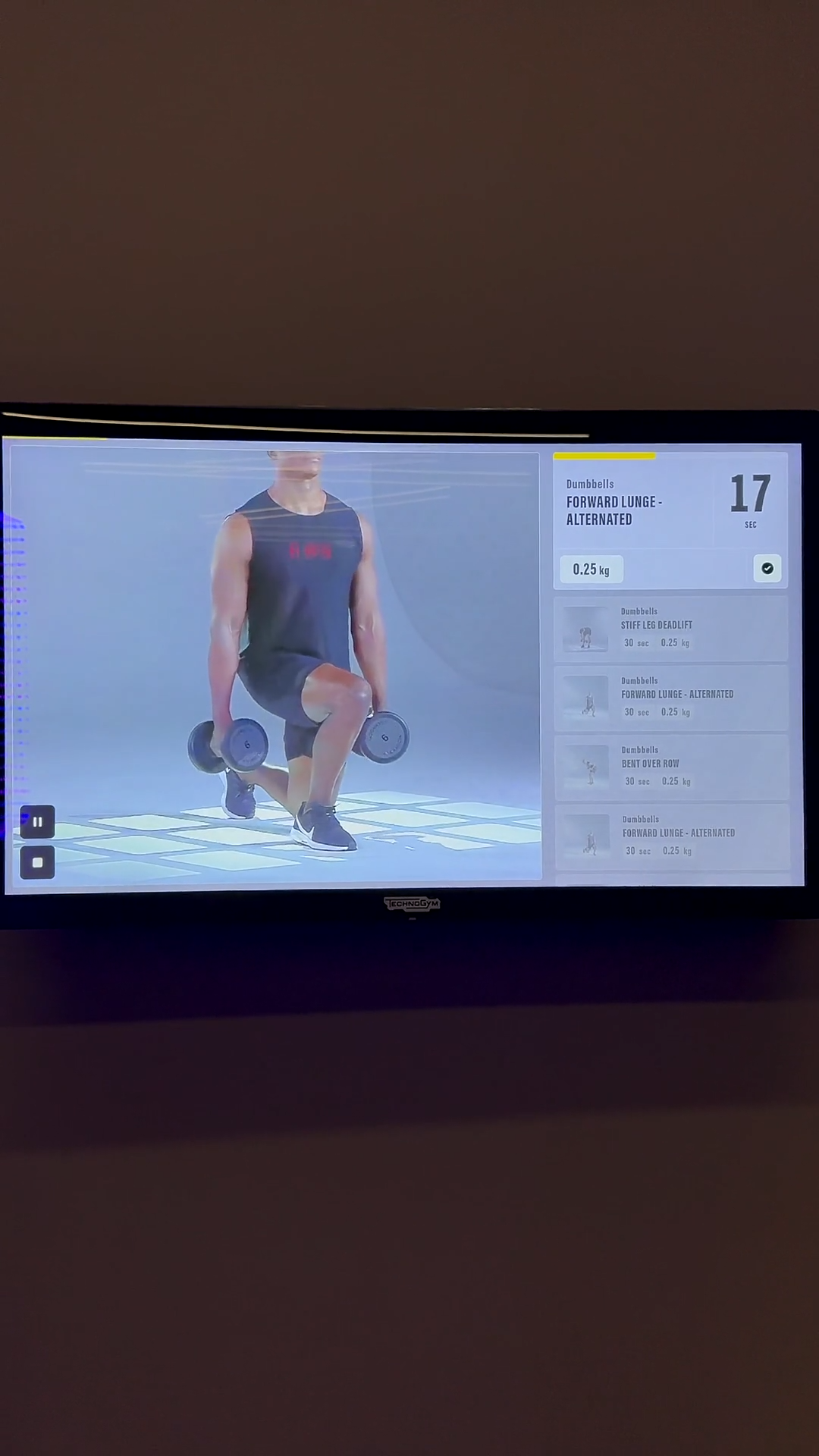 Technogym Visio ekrane rodoma pratimo eiga